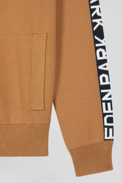 Cardigan zippé en coton milano camel coupe Regular
