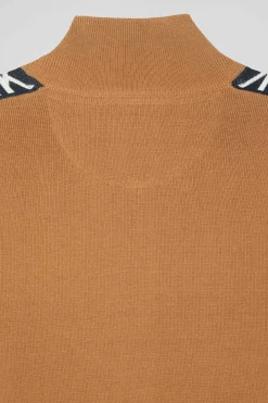 Cardigan zippé en coton milano camel coupe Regular