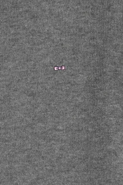 Cardigan zippé en laine et coton uni gris