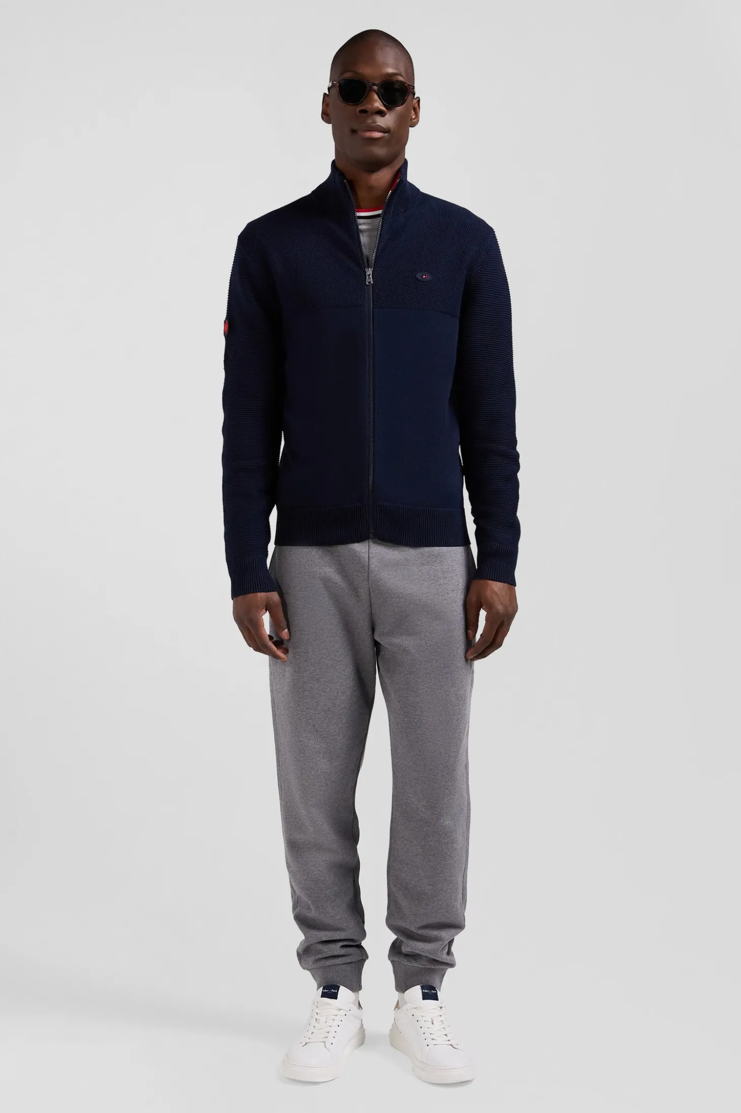 Cardigan zippé XV de France en coton bleu marine coupe Regular