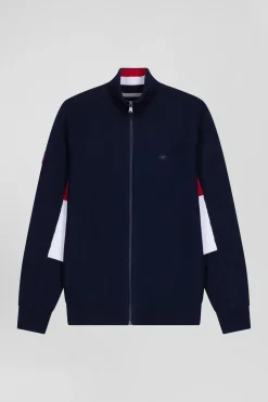 Cardigan zippé XV de France en coton bleu marine coupe Regular détails tricolores
