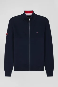 Cardigan zippé XV de France en coton bleu marine coupe Regular