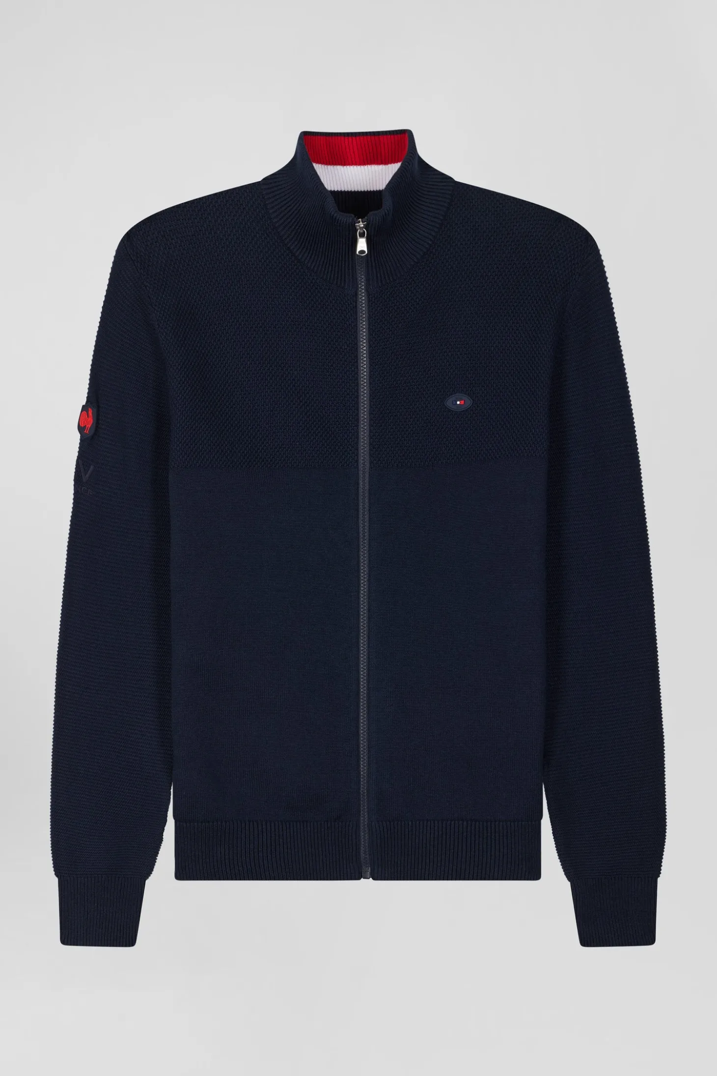 Cardigan zippé XV de France en coton bleu marine coupe Regular