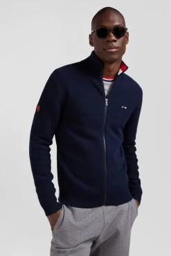 Cardigan zippé XV de France en coton bleu marine coupe Regular