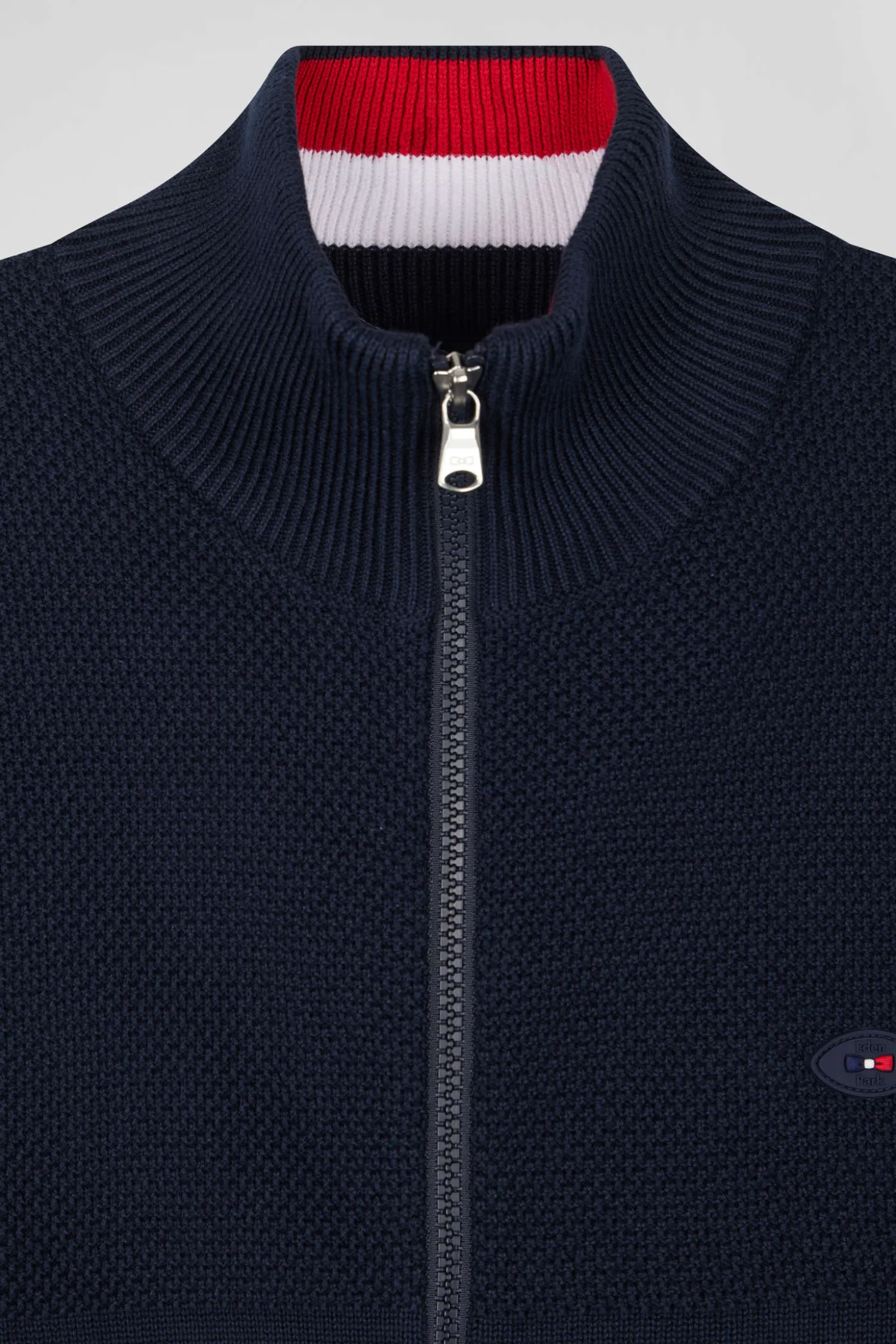 Cardigan zippé XV de France en coton bleu marine coupe Regular