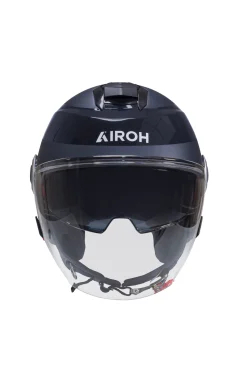 Casque moto cerclé bleu marine