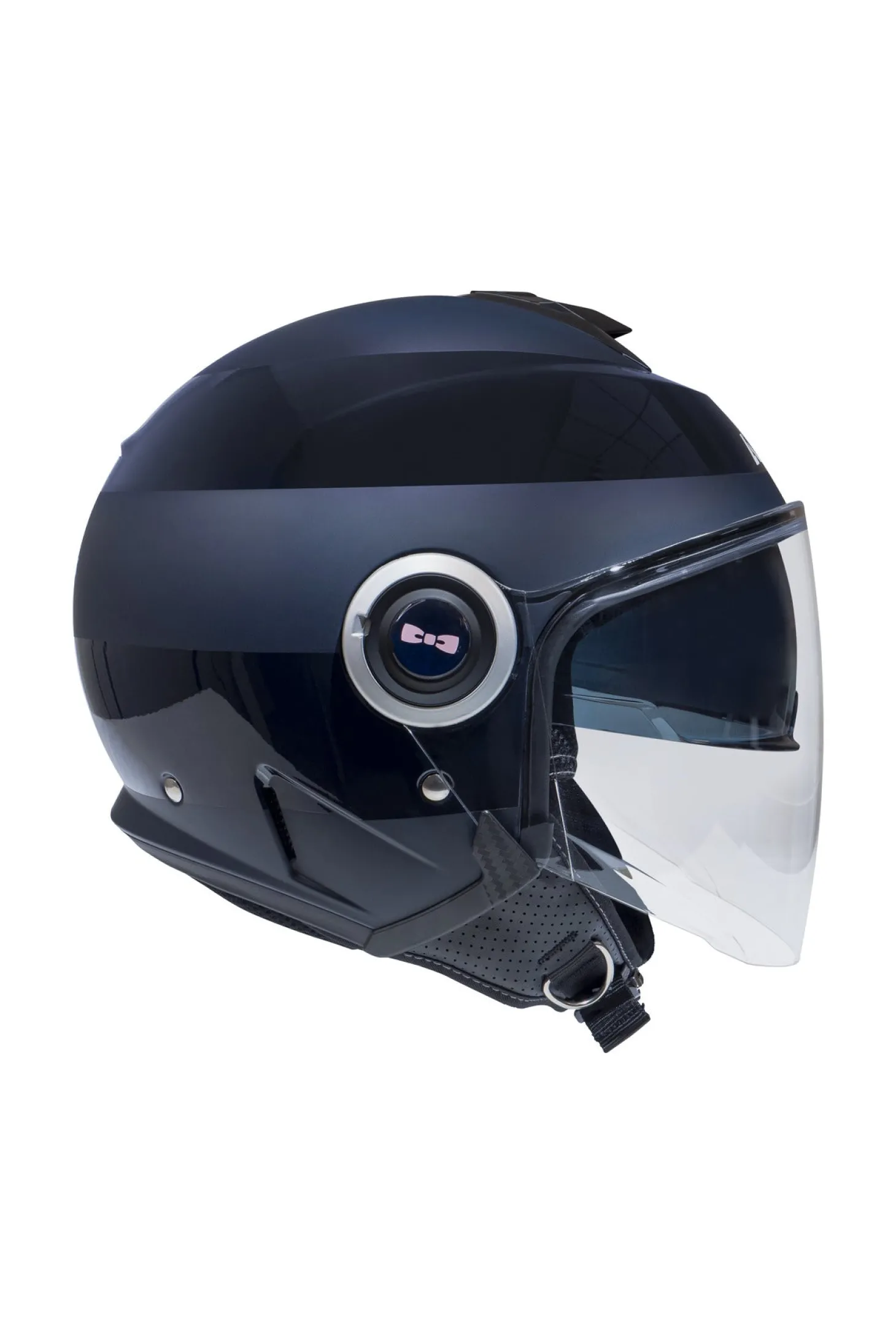 Casque moto cerclé bleu marine