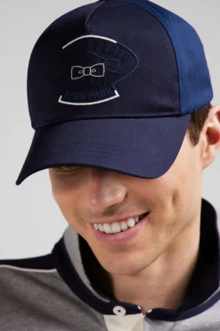 Casquette bicolore en coton bleu foncé