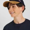 Casquette bicolore en laine mélangée marine et camel