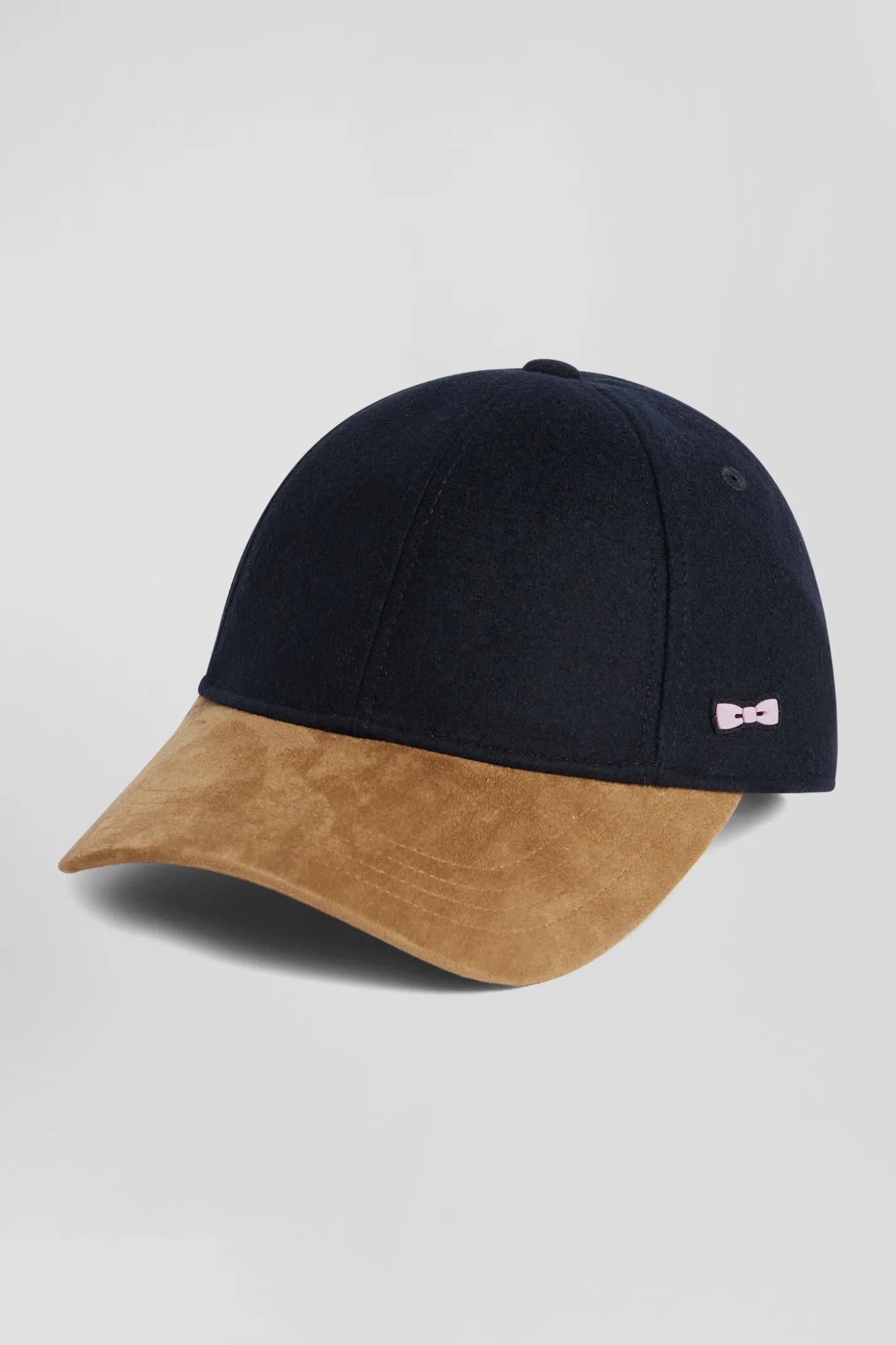 Casquette bicolore en laine mélangée marine et camel