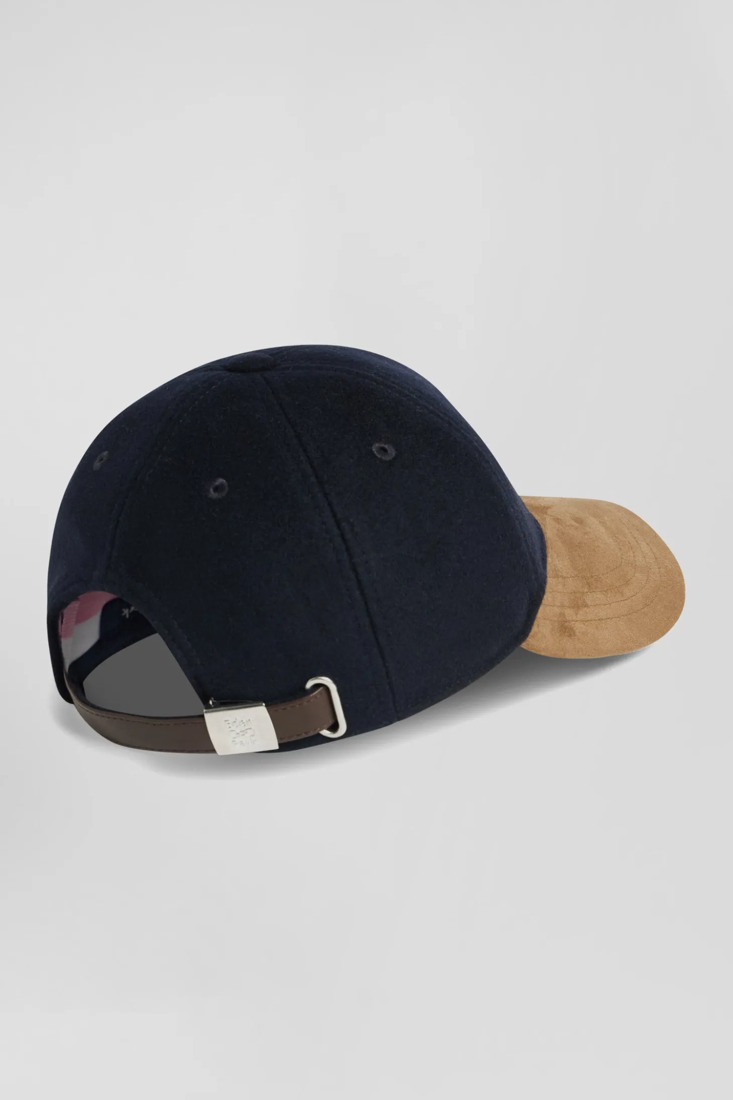 Casquette bicolore en laine mélangée marine et camel