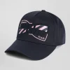 Casquette en coton bleu marine nœud papillon brodé et tissu cravate