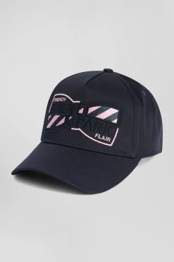 Casquette en coton bleu marine nœud papillon brodé et tissu cravate