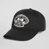 Casquette en coton noir broderie écrue