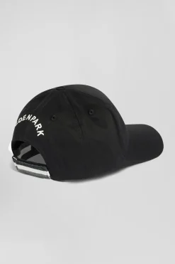 Casquette en coton noir broderie écrue