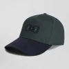 Casquette en coton verte et marine à détails tricolores