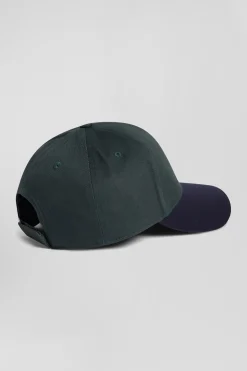 Casquette en coton verte et marine à détails tricolores