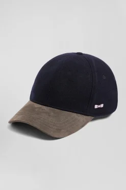 Casquette en feutre de laine marine et gris