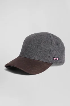 Casquette en feutre de laine gris et marron