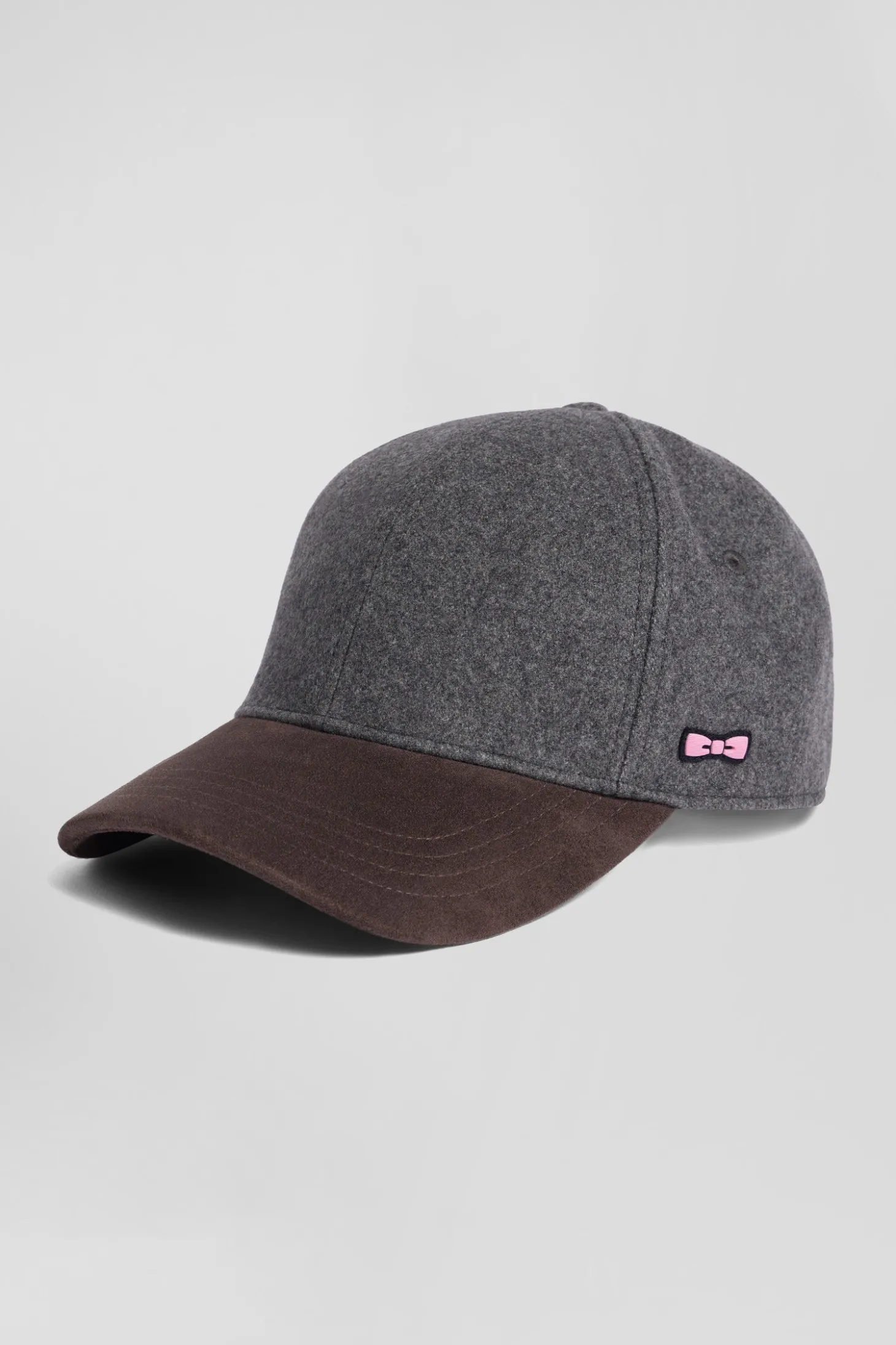 Casquette en feutre de laine gris et marron