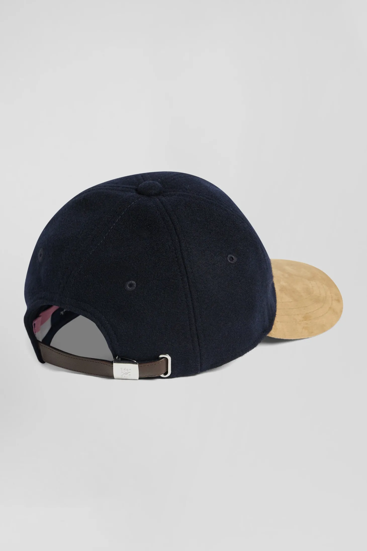 Casquette en feutre de laine marine et camel