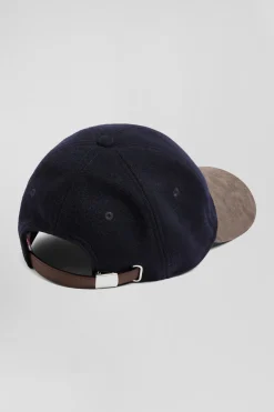 Casquette en feutre de laine marine et gris