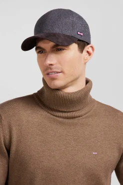 Casquette en feutre de laine gris et marron