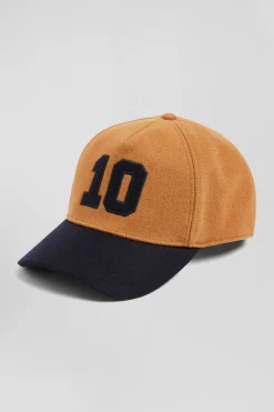 Casquette en laine mélangée camel broderie 10