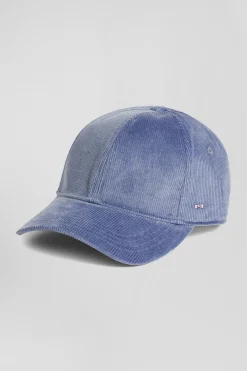 Casquette en velours côtelé bleue