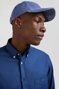 Casquette en velours côtelé bleue