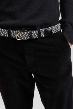 Ceinture tressée grise en caoutchouc stretch à boucle en métal argenté