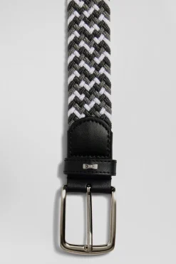 Ceinture tressée grise en caoutchouc stretch à boucle en métal argenté