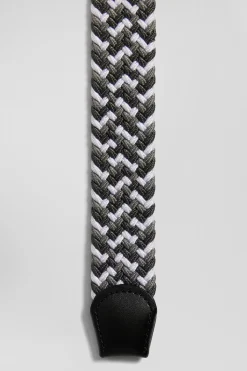 Ceinture tressée grise en caoutchouc stretch à boucle en métal argenté