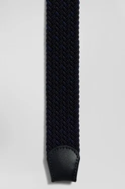 Ceinture tressée marine à boucle en métal argenté