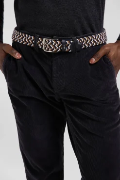 Ceinture tressée marron en caoutchouc stretch à boucle en métal argenté