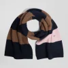 Écharpe cerclée en coton marine et marron