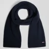 Écharpe unie en coton bleu marine