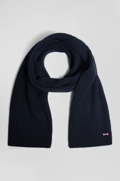 Écharpe unie en coton bleu marine