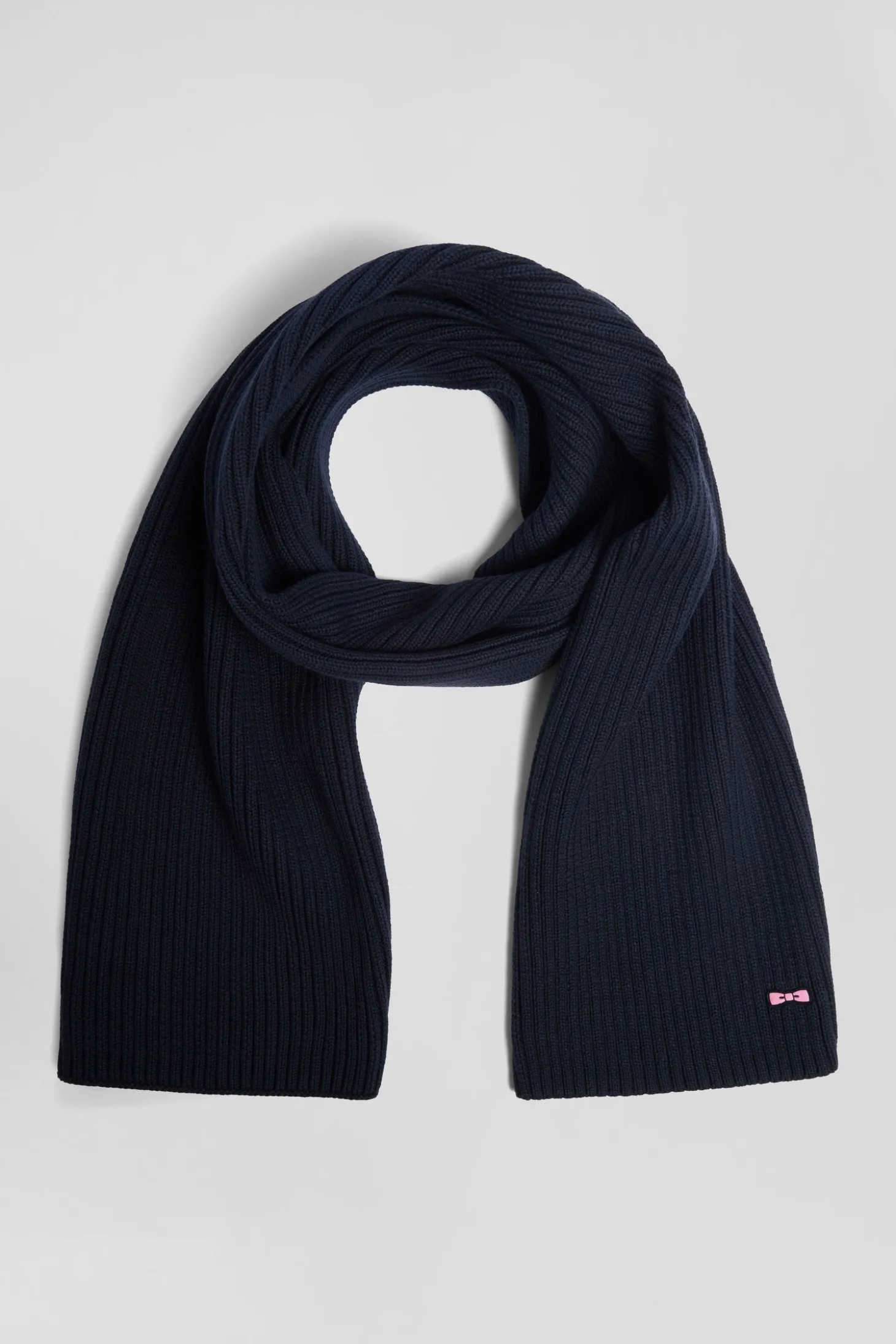 Écharpe unie en coton bleu marine