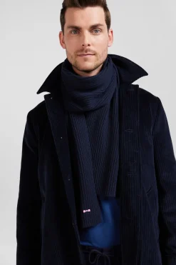 Écharpe unie en coton bleu marine