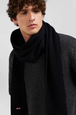 Écharpe unie en coton noir