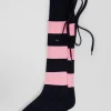 Chaussettes de rugby en coton stretch bleu marine cerclées