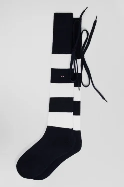 Chaussettes de rugby en coton stretch blanc cerclées