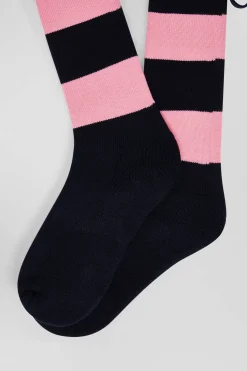 Chaussettes de rugby en coton stretch bleu marine cerclées