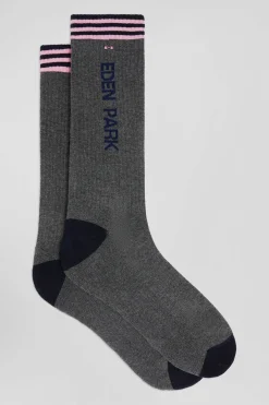 Chaussettes en coton stretch grises à bords cerclés Eden Park