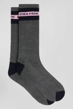 Chaussettes en coton stretch gris anthracite Eden Park