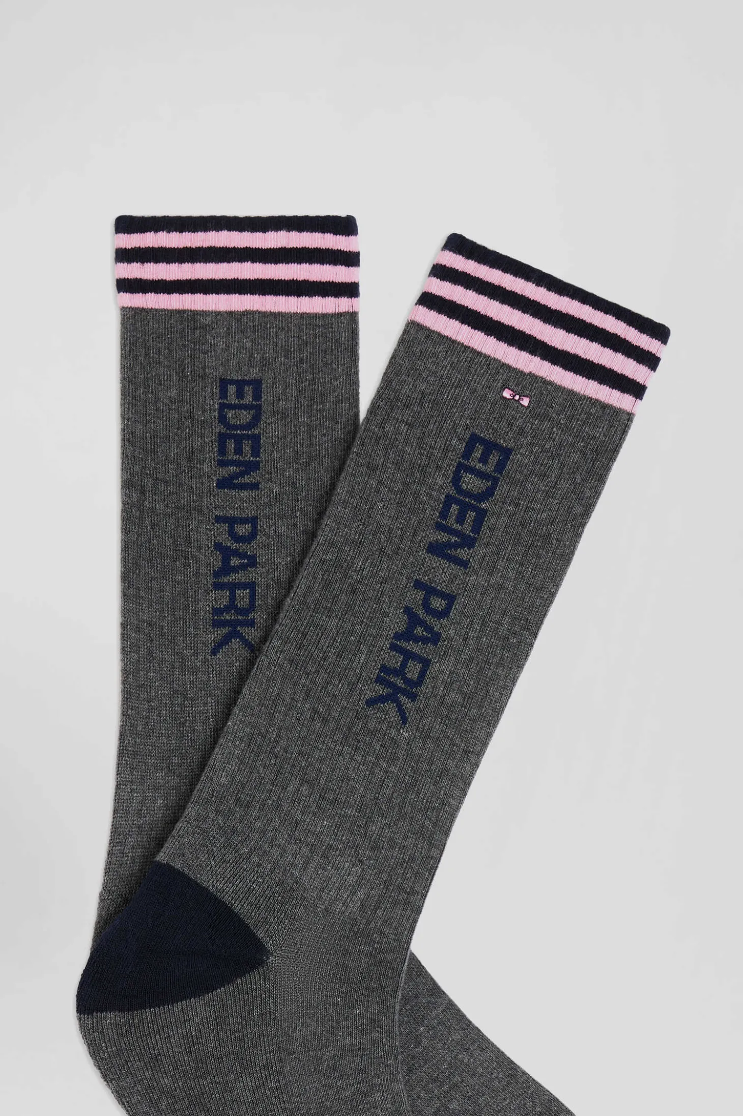 Chaussettes en coton stretch grises à bords cerclés Eden Park