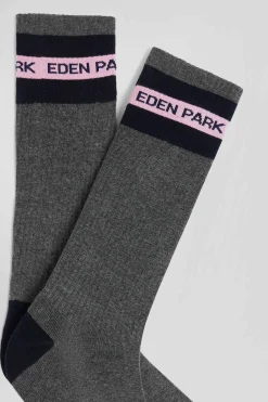 Chaussettes en coton stretch gris anthracite Eden Park