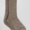 Chaussettes femme en laine alpaga mélangé marron