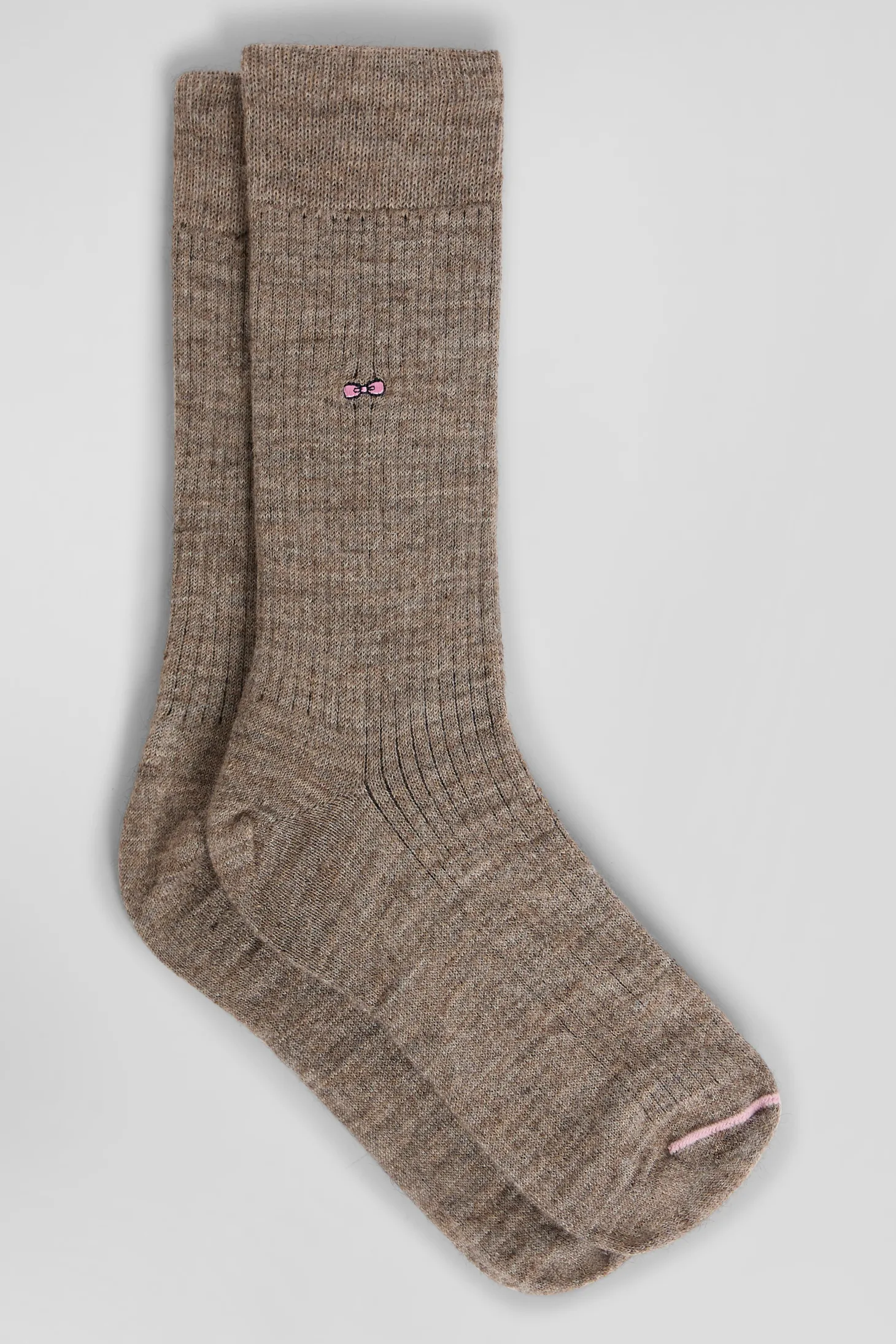Chaussettes femme en laine alpaga mélangé marron